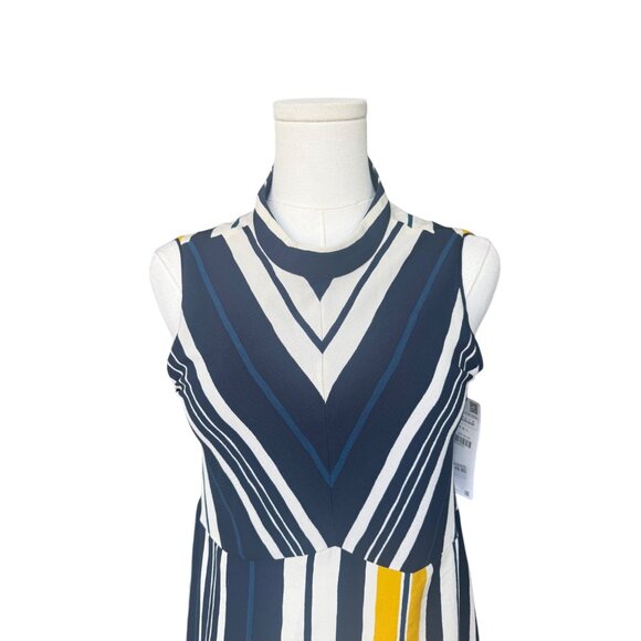 Zara Striped Mini Dress Size XS NWT Nautical Coastal Colorblock High Neck Artsy - Picture 2 of 9